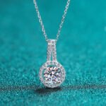 S925 Sterling Silver Collarbone Necklace for Women, Korean Style Round Moissanite Pendant, Simple Daily Versatile