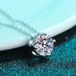 S925 Sterling Silver Round Pendant Moissanite Necklace for Women Simple Daily Versatile Factory Direct
