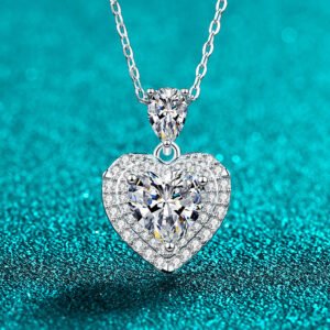 S925 Sterling Silver Moissanite Necklace for Women Heart Pendant Sweet and Elegant Daily Wear