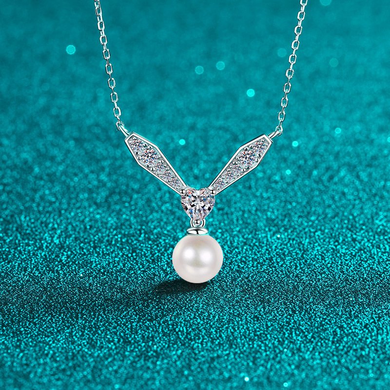 S925 Sterling Silver Natural Freshwater Pearl Necklace for Women with Moissanite Choker