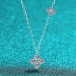 S925 Sterling Silver Moissanite Necklace for Women, Four-Leaf Clover Pendant, Simple and Elegant Daily Gift