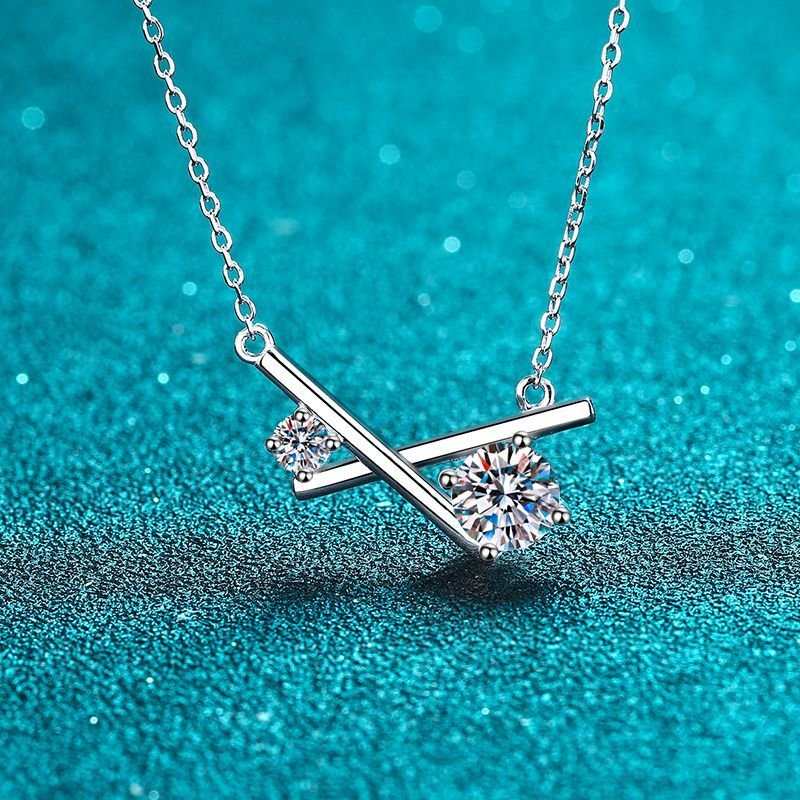 S925 Sterling Silver Cross Moissanite Necklace for Women, Korean Fashion Pendant, Wholesale