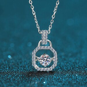 S925 Sterling Silver Necklace with 30-Point Moissanite Pendant, Clavicle Chain, Dangle Charm, Factory Direct