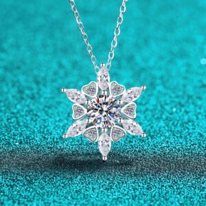 S925 Sterling Silver Moissanite Necklace for Women Heart Hexagon Pendant Fashion Trendy Collarbone Chain