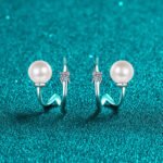 S925 Sterling Silver U-Shape Stud Earrings for Women with Moissanite and Freshwater Pearl, Wholesale Ear Jewelry