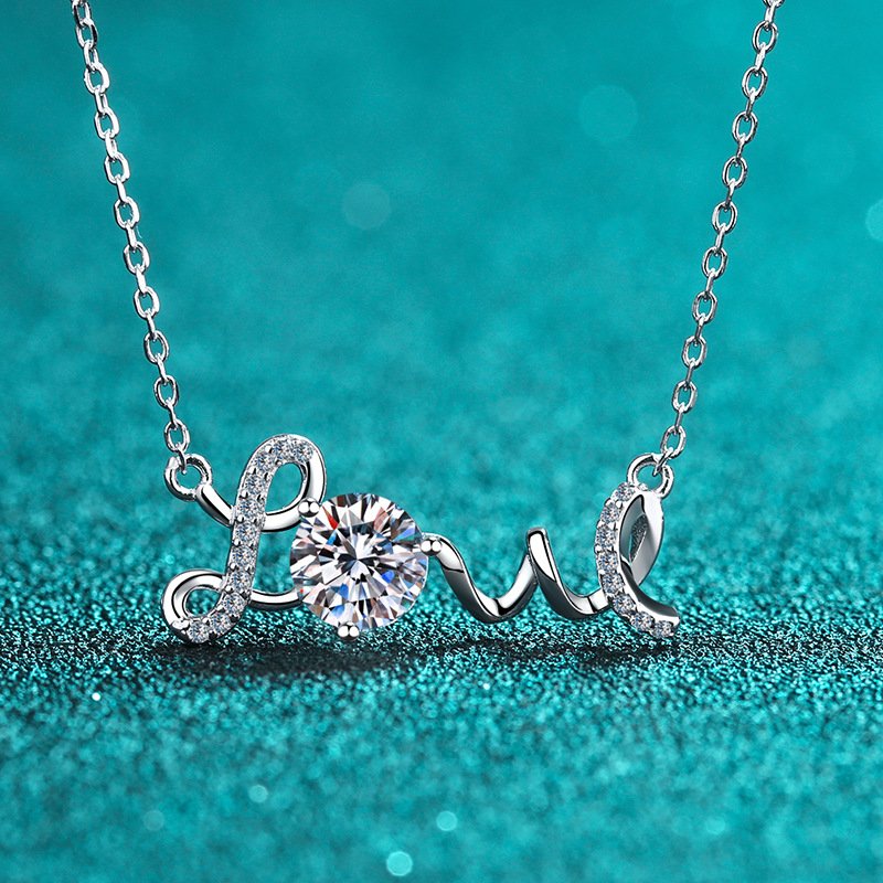 S925 Sterling Silver Necklace 1 Carat Moissanite Pendant Women's Fashion Classic Factory Direct