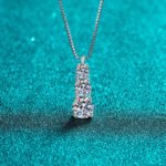 S925 Sterling Silver Moissanite Step Pendant Necklace, Wholesale, Choker