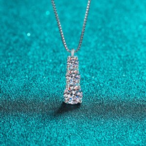 S925 Sterling Silver Moissanite Step Pendant Necklace, Wholesale, Choker