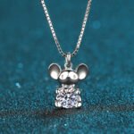 S925 Sterling Silver Pendant Necklace Cute Mouse Zodiac Charm Daily Wear