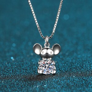 S925 Sterling Silver Pendant Necklace Cute Mouse Zodiac Charm Daily Wear