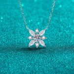 S925 Silver Moissanite Necklace Snowflake Pendant Marquise Cut Light Luxury Fashion Minimalist Trendy Collarbone Chain