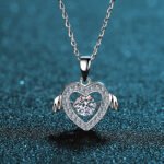 S925 Sterling Silver Moissanite Necklace for Women, Flying Love Heart Pendant, Factory Direct Wholesale