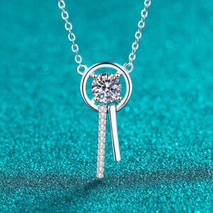 S925 Sterling Silver Moissanite Necklace Women's One-Word Tassel Pendant Personality Versatile Collarbone Chain Simple