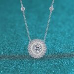 S925 Sterling Silver Moissanite Sunflower Necklace for Women, Exaggerated Pendant, Fashionable Choker