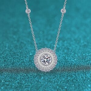 S925 Sterling Silver Moissanite Sunflower Necklace for Women, Exaggerated Pendant, Fashionable Choker