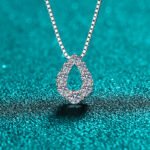 S925 Sterling Silver Moissanite Pendant Necklace for Women, Teardrop Full Drill Design, Elegant and Luxurious Holiday Gift