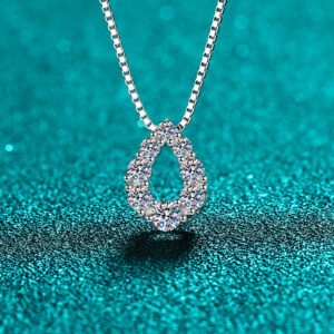 S925 Sterling Silver Moissanite Pendant Necklace for Women, Teardrop Full Drill Design, Elegant and Luxurious Holiday Gift
