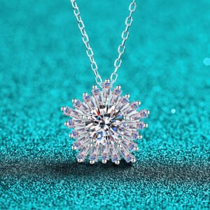 S925 Sterling Silver Moissanite Pendant Necklace for Women, Pentagon Pendant, Fashionable Trendy Choker