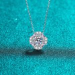 S925 Sterling Silver Necklace for Women, Square Moissanite Pendant Collarbone Chain, Factory Wholesale