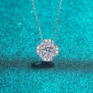 S925 Sterling Silver Necklace for Women, Square Moissanite Pendant Collarbone Chain, Factory Wholesale