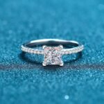 S925 Silver Ring for Women with Micro-Setting, Irregular Four-Prong, 1 Carat Princess Cut Moissanite