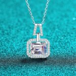 S925 Sterling Silver Moissanite Necklace for Women, Rectangular Pendant, Minimalist High-End Light Luxury Versatile Clavicle Chain