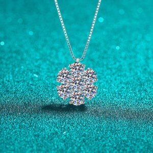 S925 Sterling Silver Full Moissanite Necklace for Women Sunflower Box Chain Simple Daily Versatile Exquisite