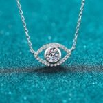 S925 Silver Angel Eye Moissanite Micro Pave Necklace