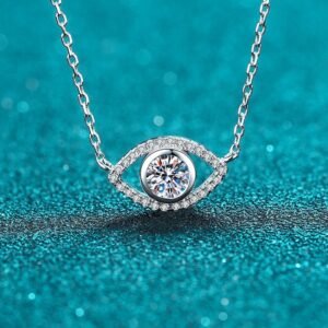 S925 Silver Angel Eye Moissanite Micro Pave Necklace