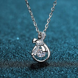 S925 Sterling Silver Pendant 30-Point Lively Money Bag Moissanite Necklace Collarbone Chain Factory Direct