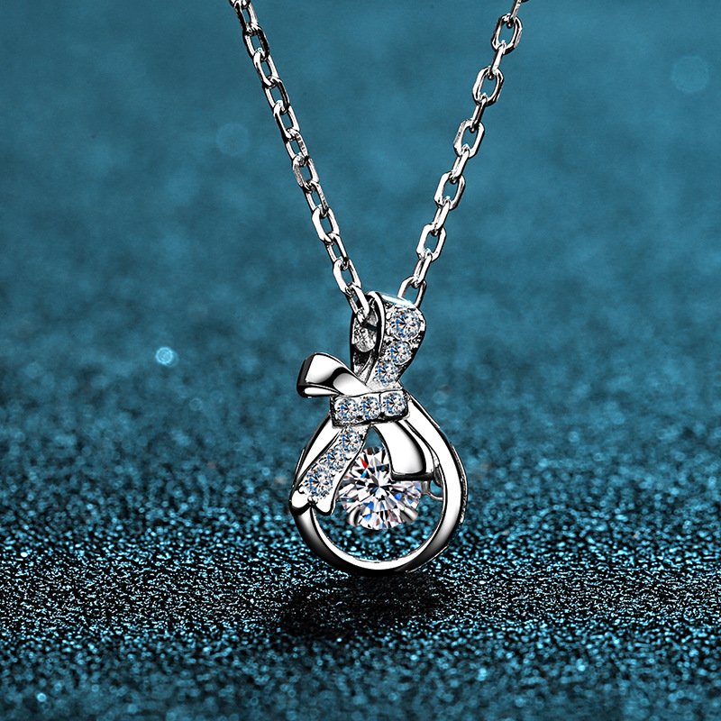 S925 Sterling Silver Pendant 30-Point Lively Money Bag Moissanite Necklace Collarbone Chain Factory Direct