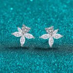 S925 Sterling Silver Full Moissanite Stud Earrings for Women, Flower Design, Fresh and Sweet, Delicate and Cute, Versatile