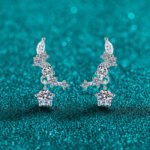 S925 Sterling Silver Moissanite Stud Earrings for Women, Small Wing Design, Minimalist Elegant Style