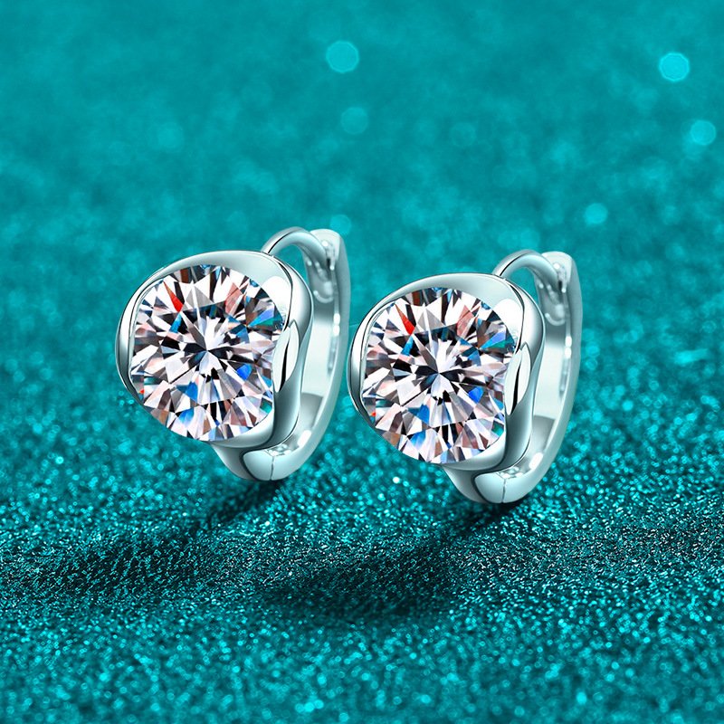 S925 Sterling Silver Full Moissanite Stud Earrings for Women, Bubble Floating Ear Cuff, Minimalist and Elegant, Everyday Versatile