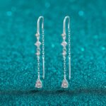 S925 Sterling Silver Moissanite Stud Earrings for Women, Waterdrop Long Tassel Dangle Earrings, Vintage High-End Fashion