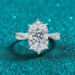 S925 Sterling Silver Moissanite Ring for Women, Firework Egg-Shaped Ring, Light Luxury Elegant High-End