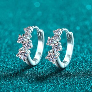 S925 Sterling Silver Moissanite Stud Earrings for Women Irregular Geometric Ear Cuff Minimalist Daily
