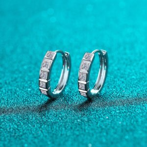S925 Silver Earrings for Women Half Circle Square Moissanite Ear Clips Small Fashion Accessories Factory Direct