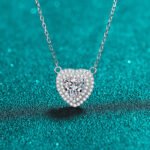 S925 Sterling Silver Heart Moissanite Necklace for Women, Clavicle Chain, Small Accessory, Factory Wholesale