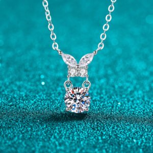 S925 Sterling Silver Moissanite Butterfly Pendant Necklace for Women, Sweet and Cute Daily Style