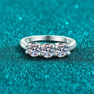 S925 Sterling Silver Moissanite Ring for Women 50 Points Eternity Band Simple Versatile Exquisite Daily Commuter Fashion