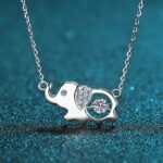 Wholesale S925 Silver Elephant Pendant Necklace with 0.5 Carat Moissanite