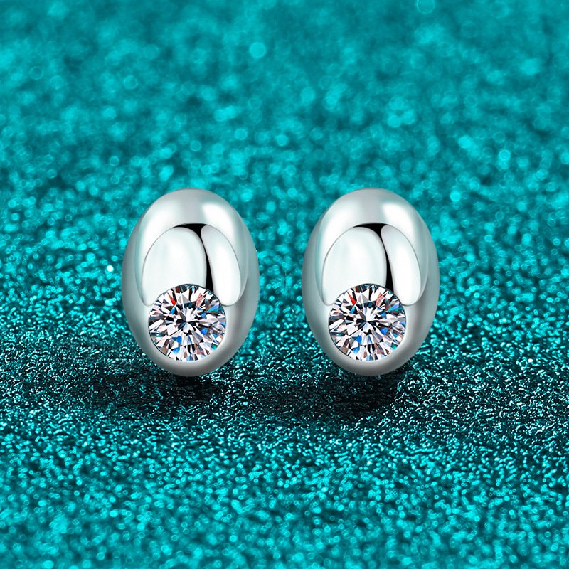 S925 Sterling Silver Moissanite Stud Earrings for Women, Minimalist Round Design, Everyday Fashionable