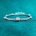 S925 Sterling Silver Moissanite Square Bag Bracelet, Vintage Minimalist Sugar Cube Design, Exquisite Gift for Women