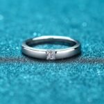925 Silver Princess Cut Simple Band Ring with 30-Point Moissanite, Unisex