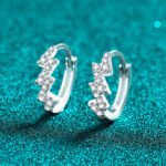 S925 Sterling Silver Moissanite Earrings for Women Lightning ECG Wave Design