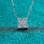 S925 Sterling Silver Moissanite Pendant Necklace for Women, Floral Design, Simple Elegant, Daily Wear, Gift