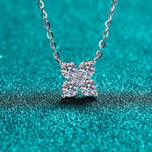S925 Sterling Silver Moissanite Pendant Necklace for Women, Floral Design, Simple Elegant, Daily Wear, Gift