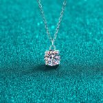 S925 Silver Moissanite Necklace for Women with Single Diamond Pendant, Simple and Fresh Style, Daily Commute Versatile
