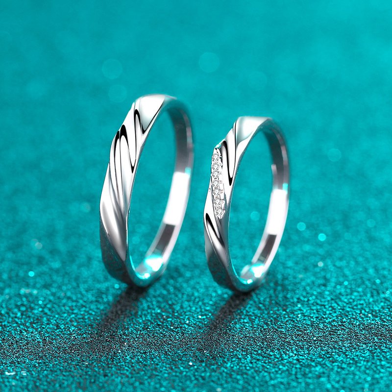 S925 Sterling Silver Couple Ring for Women with Moissanite, Valentine's Day Gift